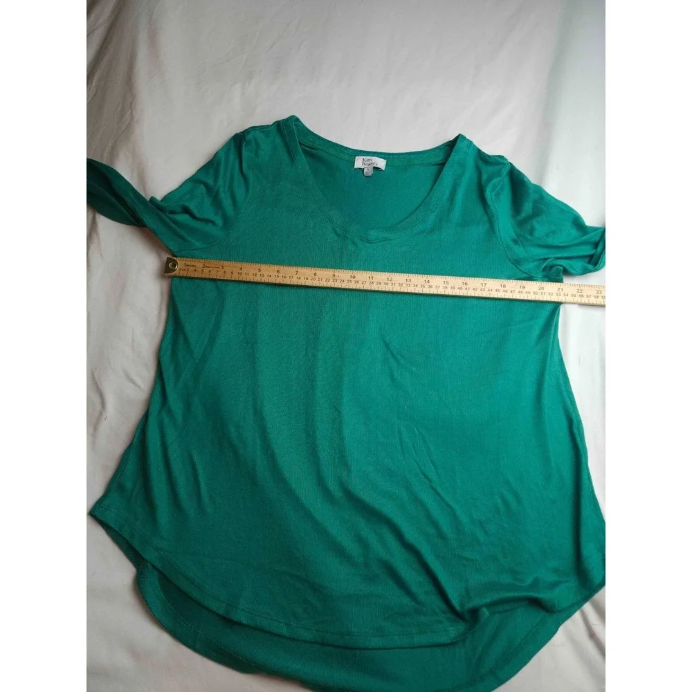 Kim Rogers Intimates Pajama Top Women L Green Knit Soft Cozy Stretch Lightweight